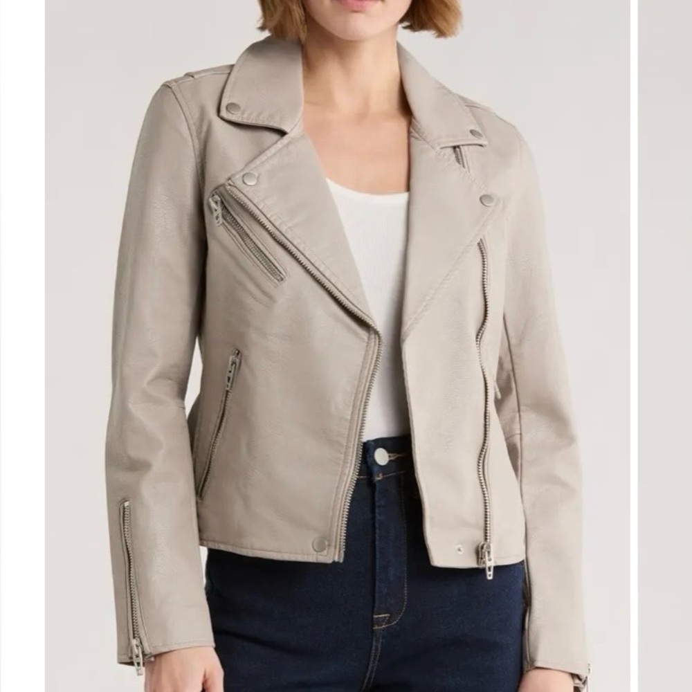 Blank NYC Tan Moto Jacket Faux Leather